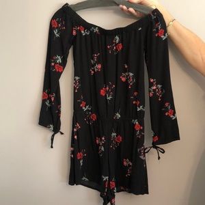 Kendal and Kylie black floral romper